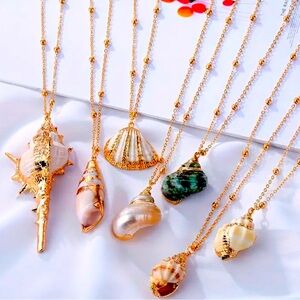 Gold-Dipped Seashell Pendant Necklaces